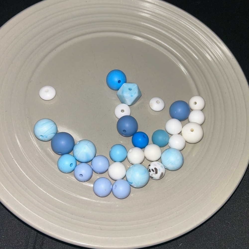 30 Assorted Blue and White Beads